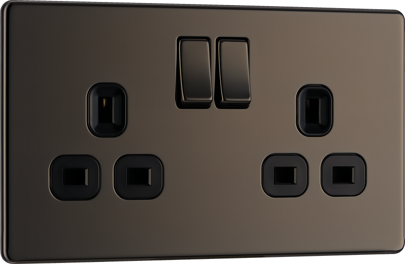 BG Electrical Flatplate Screwless Black Nickel - Double switched, double pole