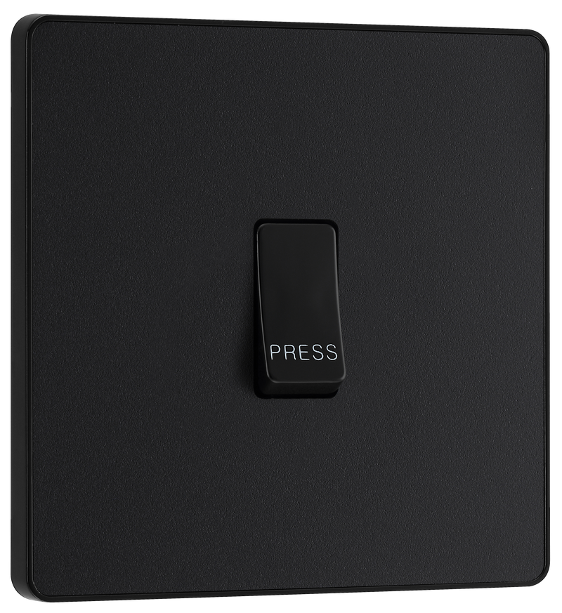 BG Electrical Evolve Matt Black - Single, bell push switch