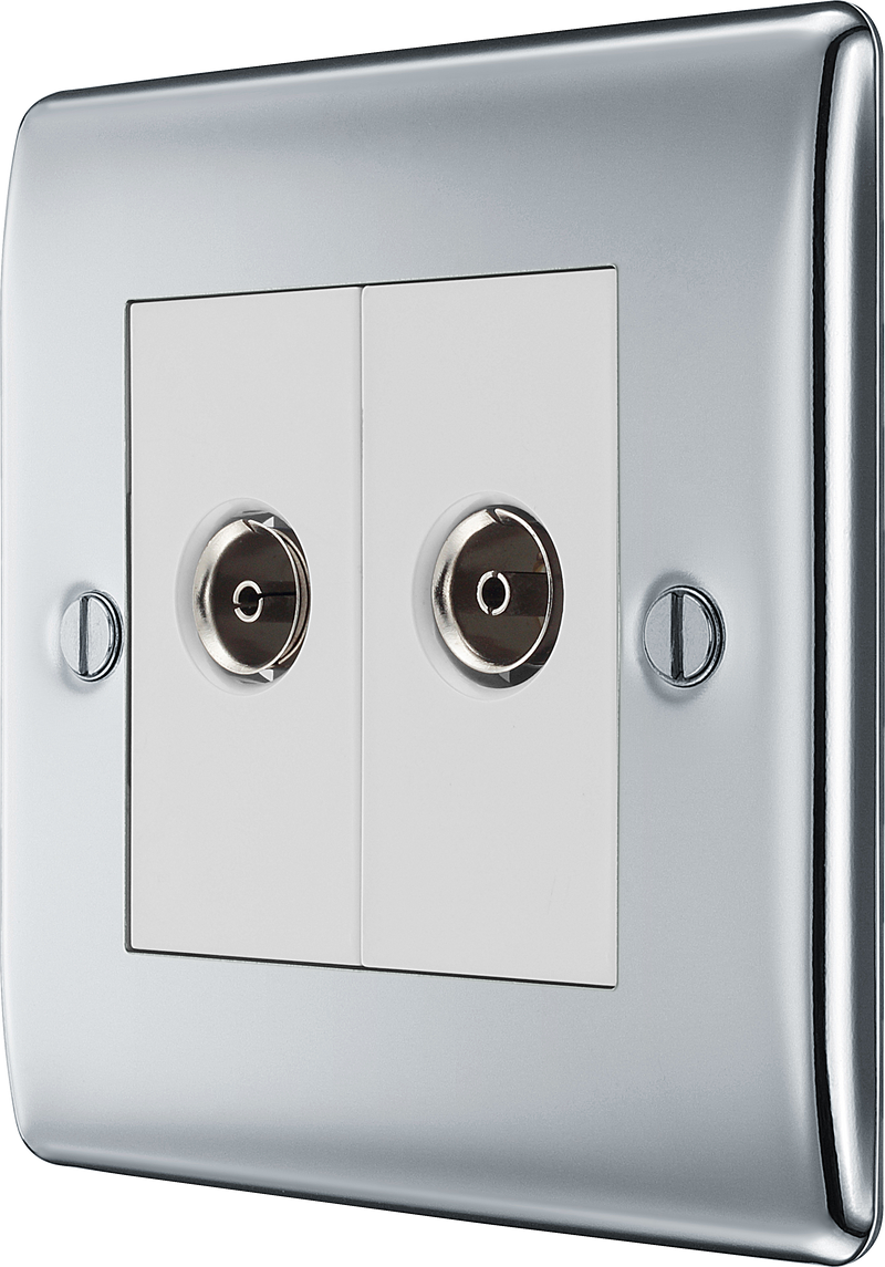 BG Electrical Nexus Metal Polished Chrome - Double, TV/FM