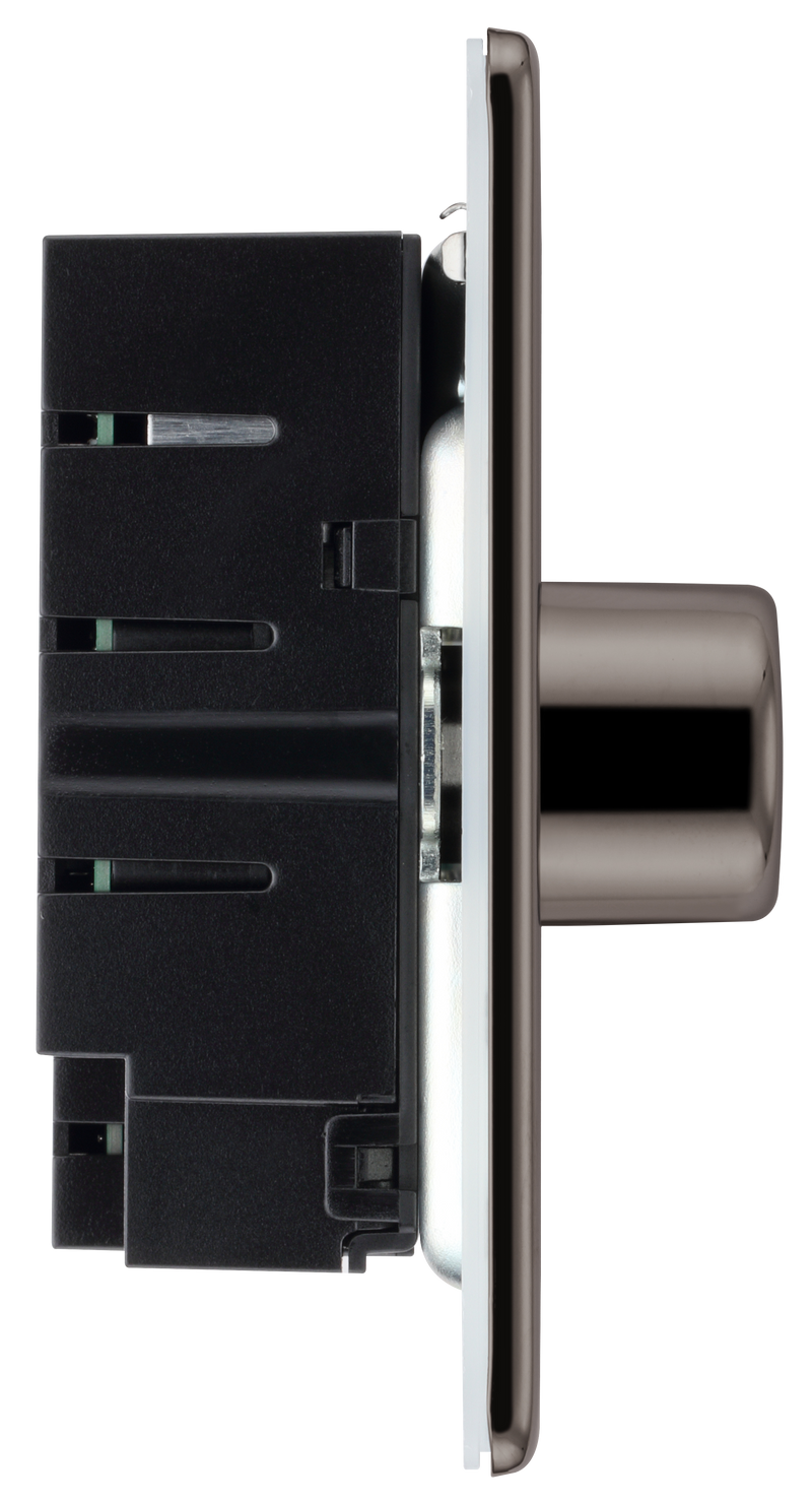 BG Electrical Flatplate Screwless Black Nickel - Double 2 way push 200W