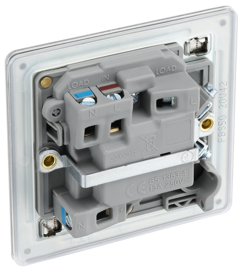 BG Electrical Flatplate Screwless Brushed Steel - Switched and fused