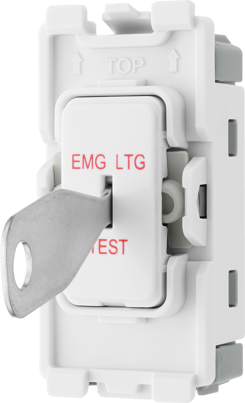 BG Electrical Grid - 2 way, single pole, printed EMG LTG TEST (EVOLVE WHITE)