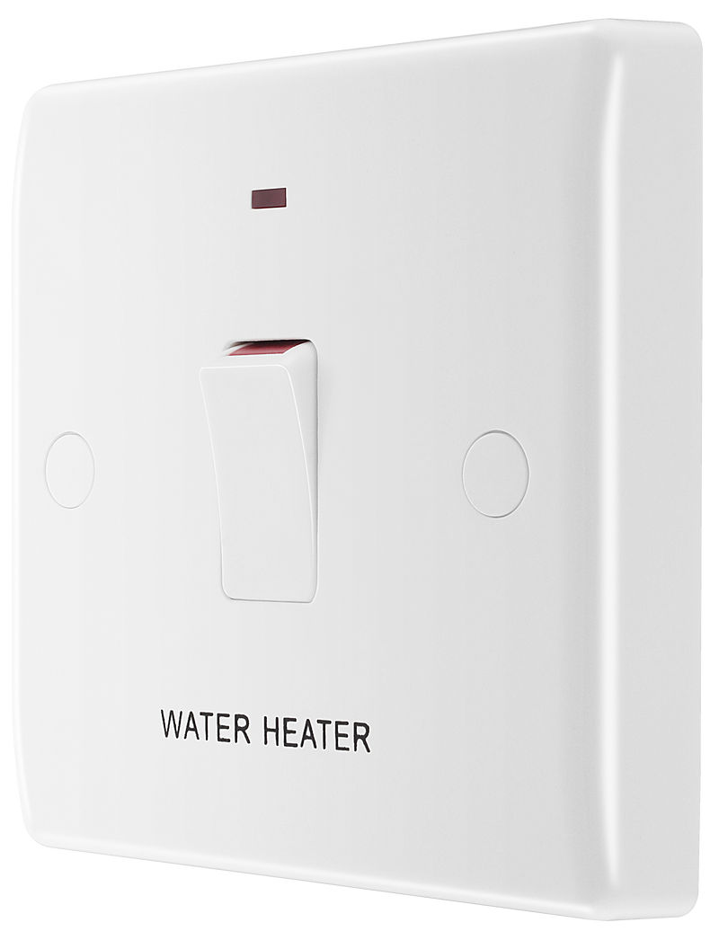 BG Electrical 800 Series - 20A, double pole, marked "water heater", with indicator and flex outlet