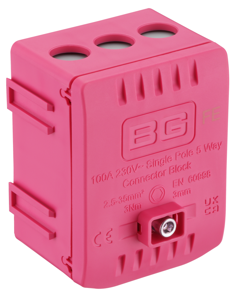 BG Circuit Protection Cp Connectors - 100A 5 Way Connector Block - Functional Earth - Pink