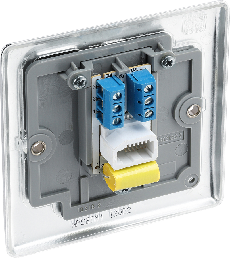 BG Electrical Nexus Metal Polished Chrome - Single, telephone socket, master