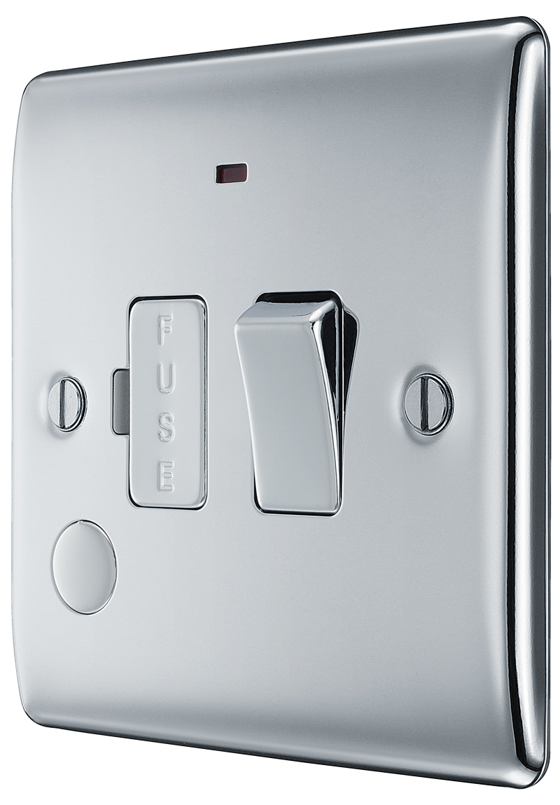 BG Electrical Nexus Metal Polished Chrome - Switched and fused with indicator and flex outlet