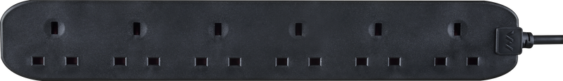 Masterplug Basic - 6 Sockets, 2m, 13A, Black