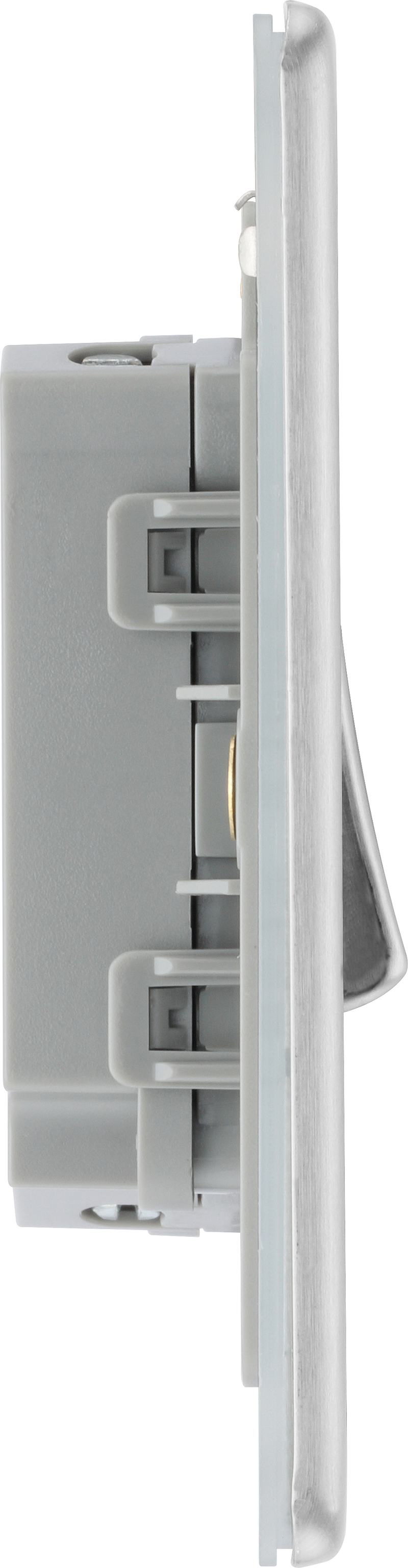 BG Electrical Flatplate Screwless Brushed Steel - Double, 2 way switch