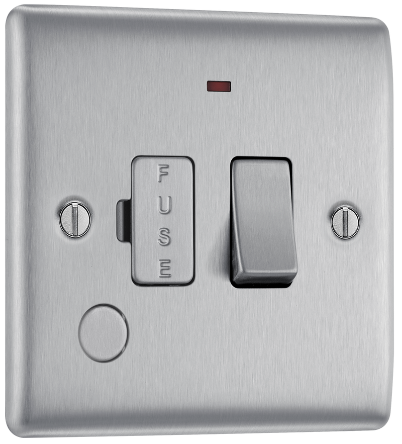 BG Electrical Nexus Metal Brushed Steel - Switched and fused with indicator and flex outlet