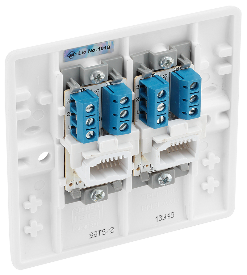 BG Electrical 800 Series - Double, telephone socket, secondary (screw)