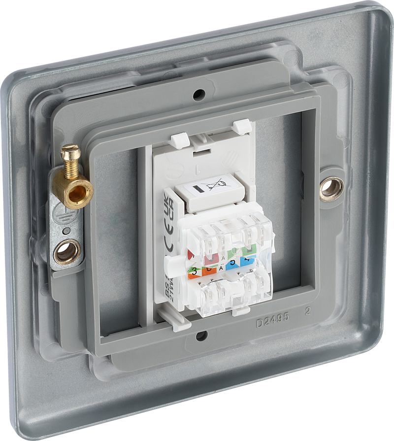BG Electrical Metal Clad - Single, RJ45 telephone socket