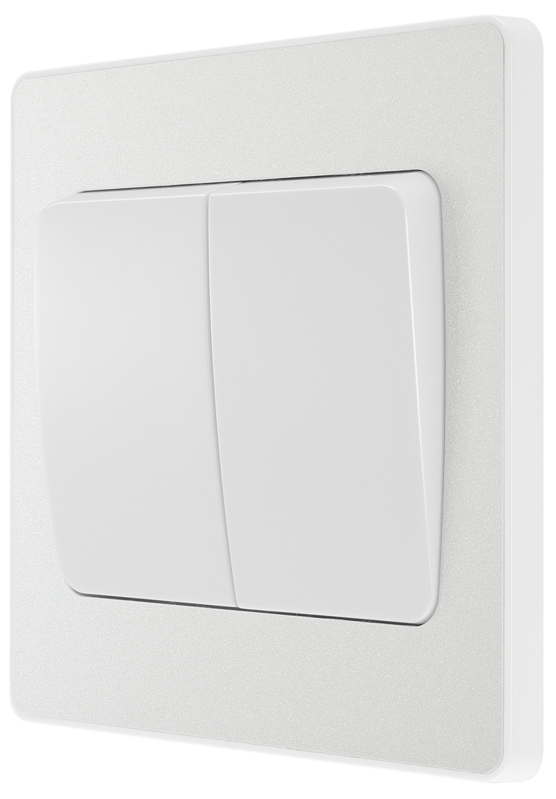 BG Electrical Evolve Pearlescent White - Double, 2 way switch, wide rocker