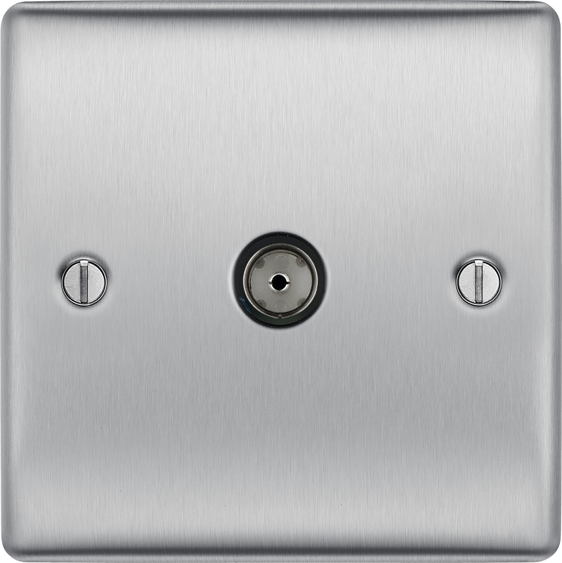 BG Electrical Nexus Metal Brushed Steel - Single, co-axial