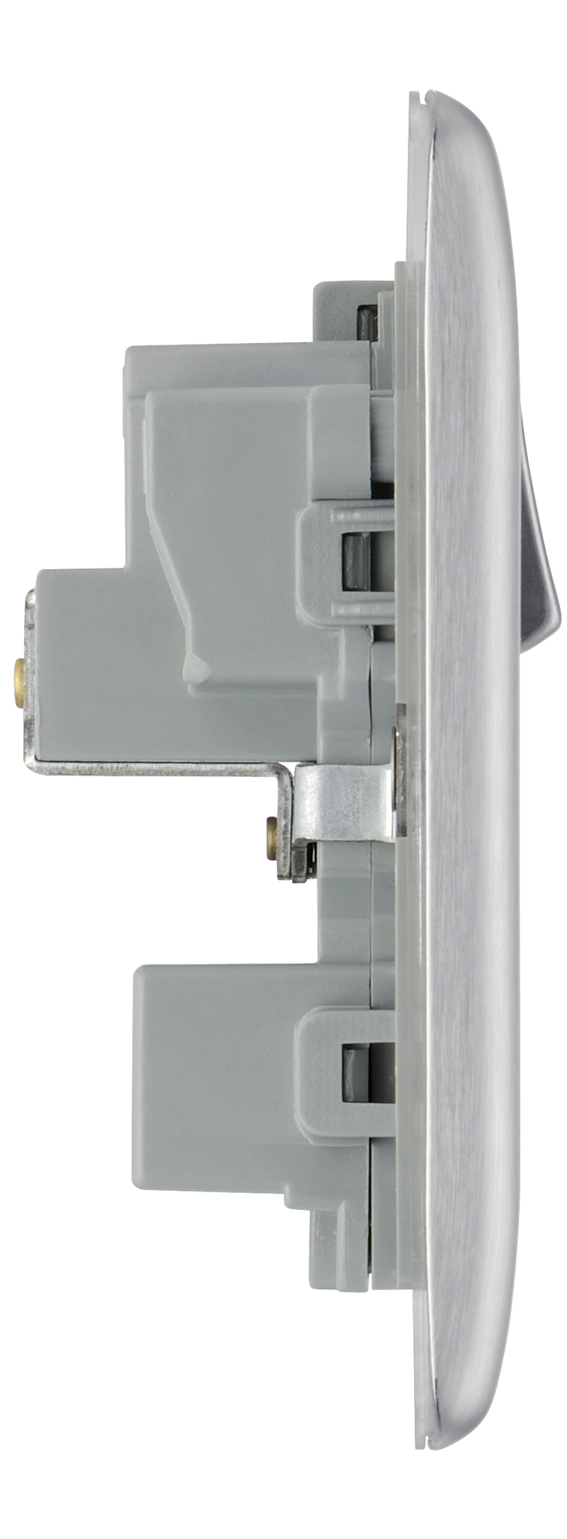 BG Electrical Nexus Metal Brushed Steel - 15A, single, switched, round pin