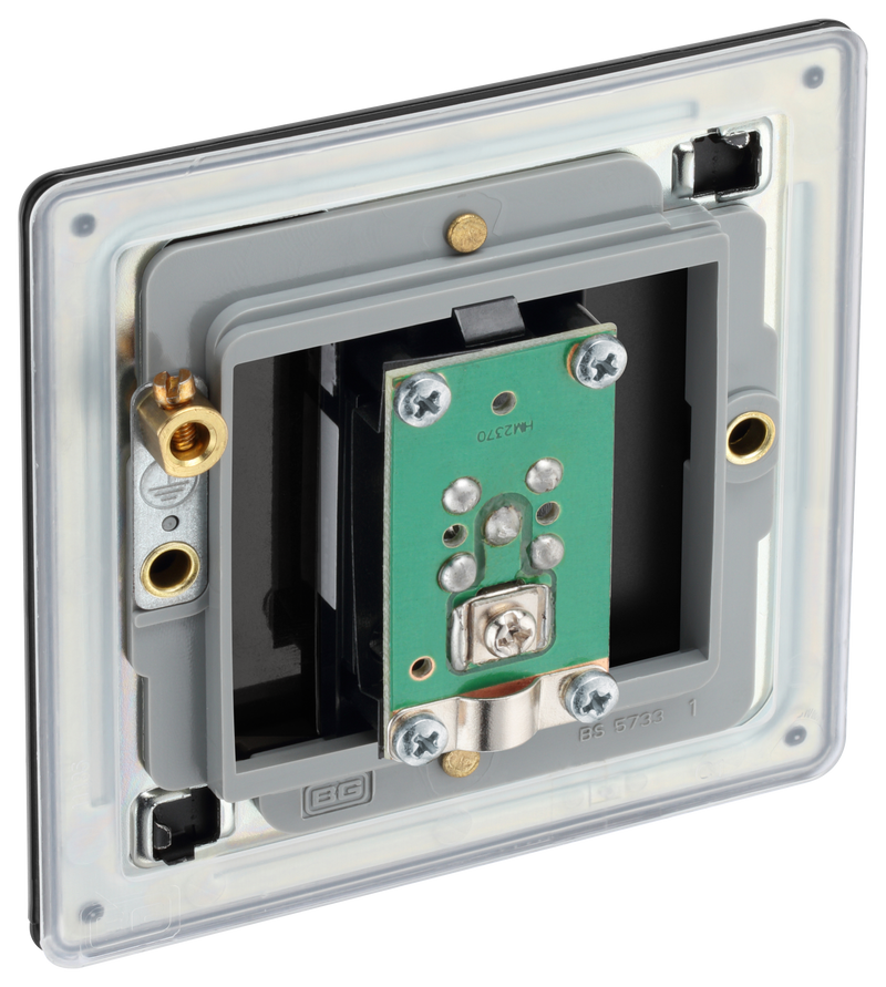 BG Electrical Flatplate Screwless Matt Black - Single satellite