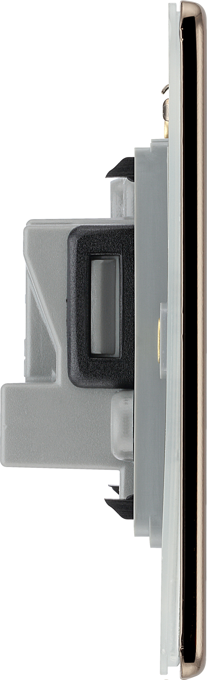 BG Electrical Flatplate Screwless Black Nickel - 5A single, unswitched, round pin