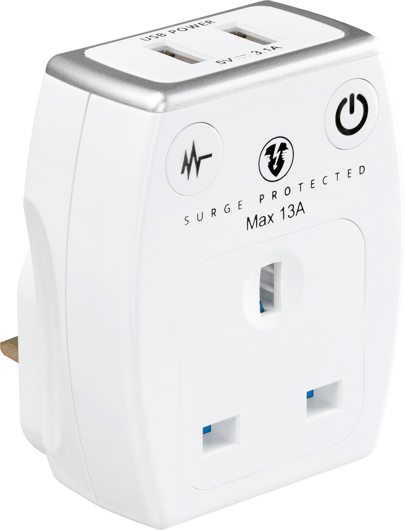 Masterplug High Gloss USB - 2 x USB A, 13A, Gloss White