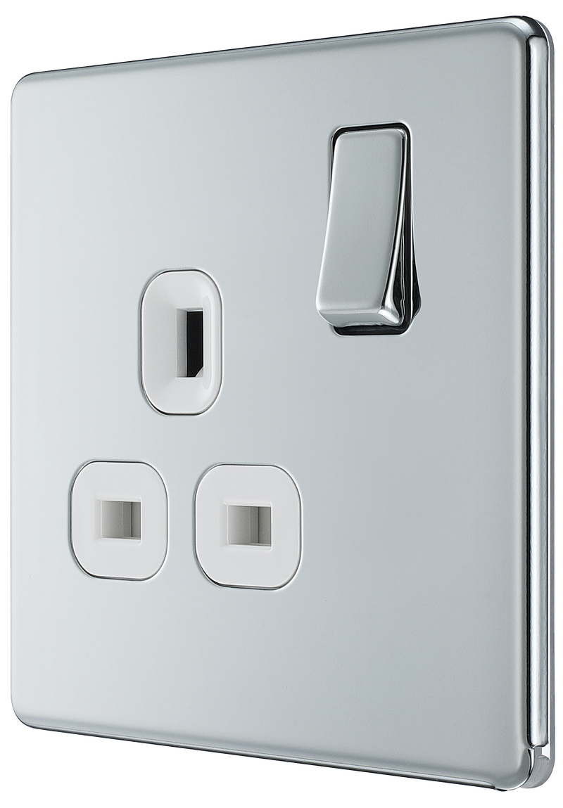 BG Electrical Flatplate Screwless Polished Chrome - Single switched, double pole