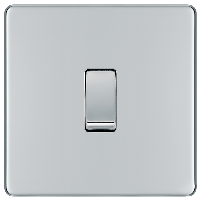 BG Electrical Flatplate Screwless Polished Chrome - Single, 2 way switch