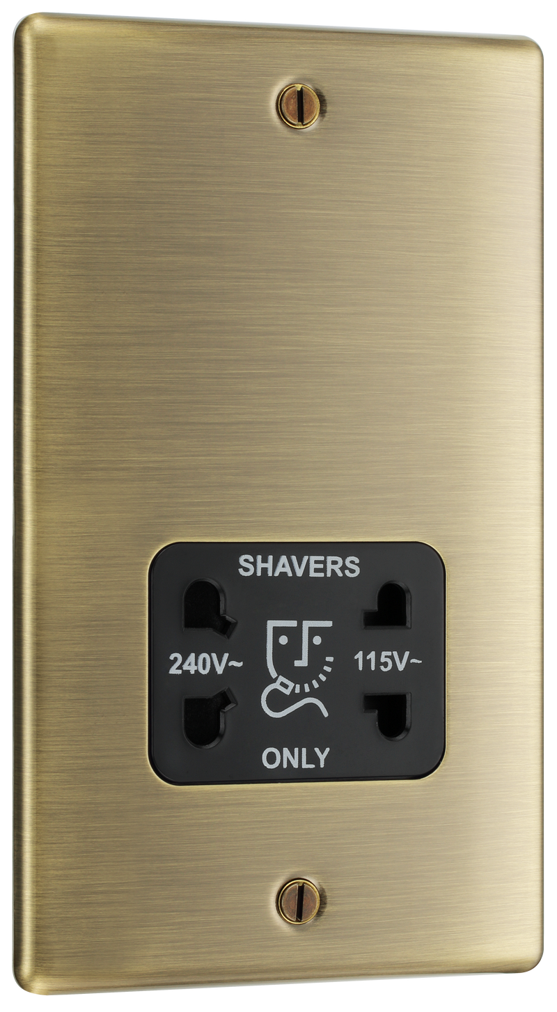 BG Electrical Nexus Metal Antique Brass - 115/240V dual voltage shaver socket