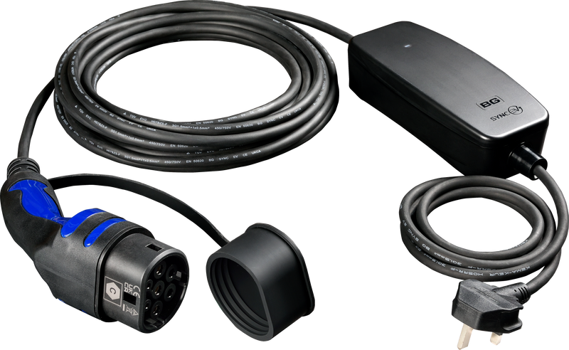 Sync Energy EV Cables - EV Charging Cable, Mode 2, 3 Pin UK Plug to EV Type 2 - 10 Metres