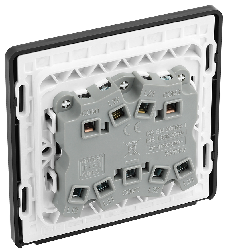BG Electrical Evolve Satin Brass - Triple, 2 way switch