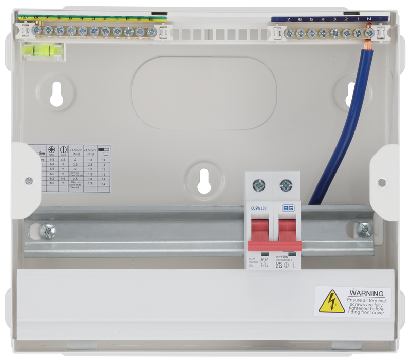 BG Circuit Protection Main Switch - 9 module, 7 way, 100A Main Switch