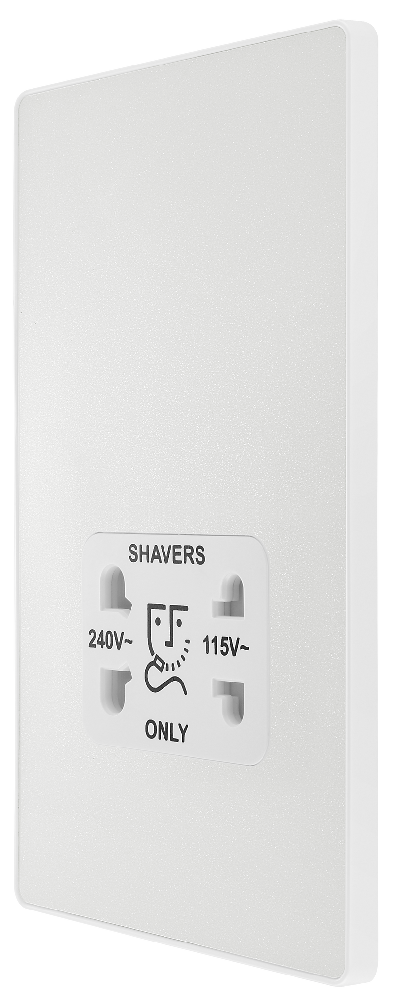 BG Electrical Evolve Pearlescent White - 115/240V dual voltage shaver socket