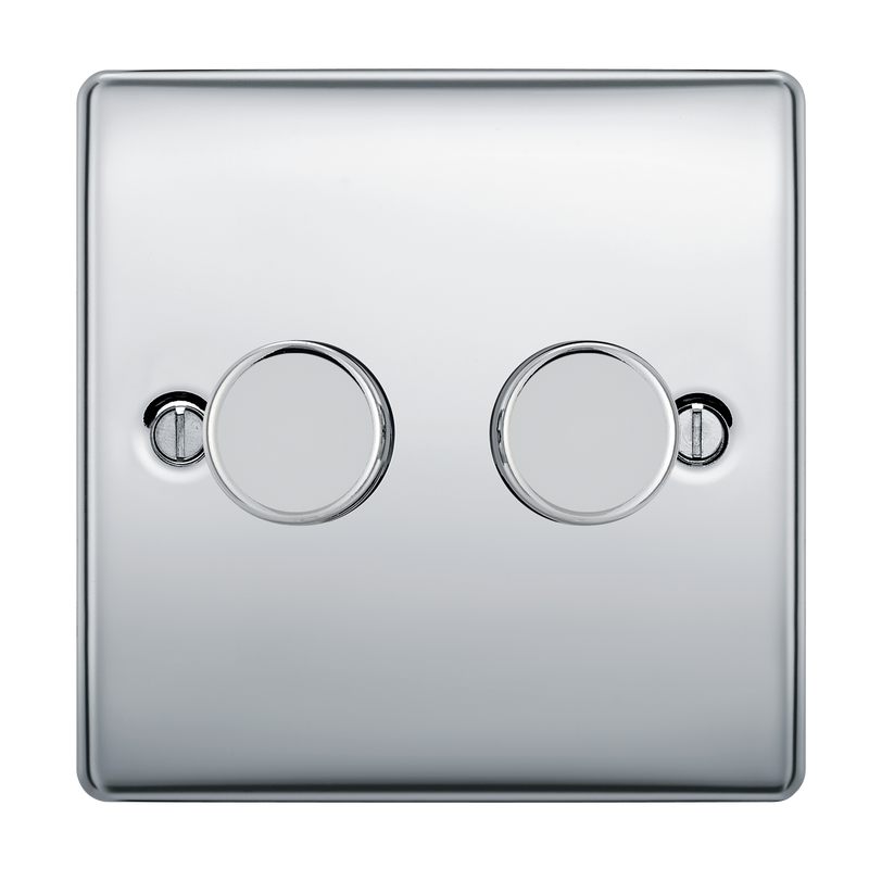 BG Electrical Nexus Metal Polished Chrome - Double, 2 way push 200W