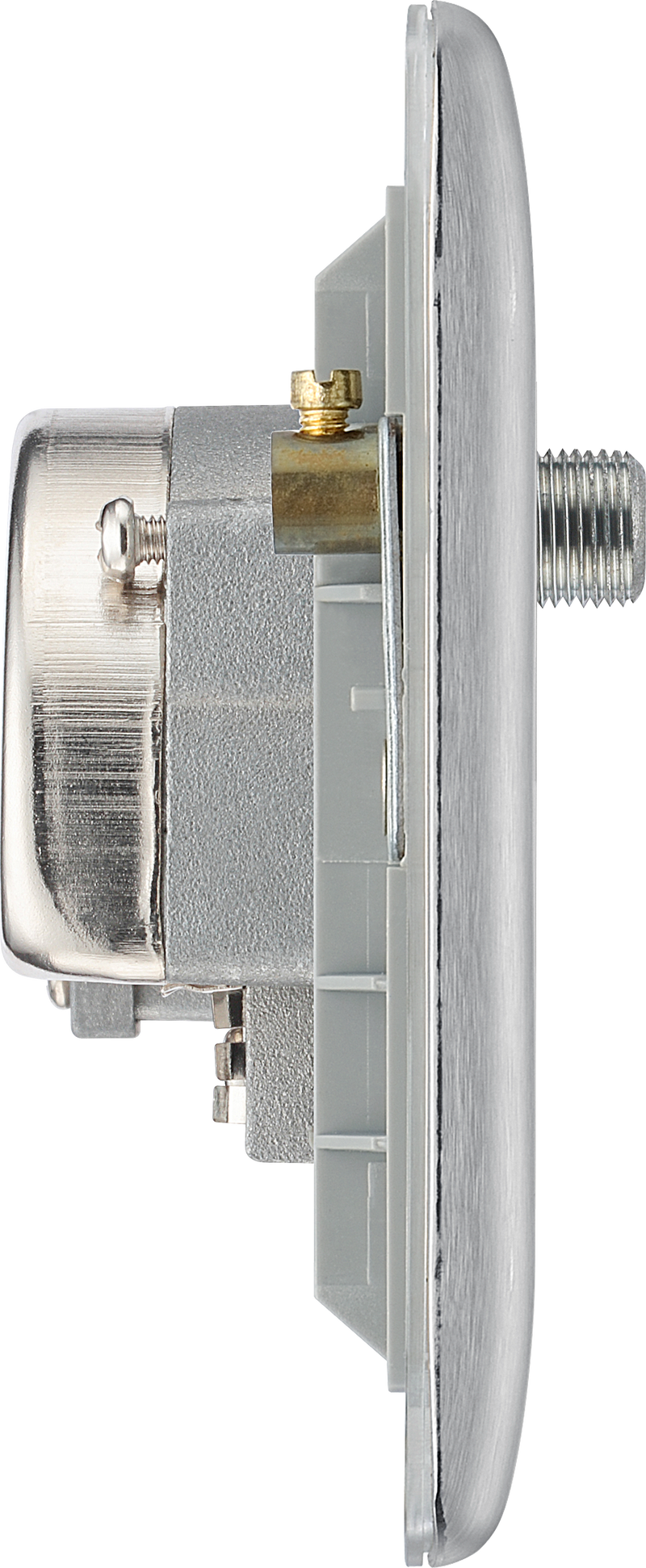 BG Electrical Nexus Metal Brushed Steel - Triplex with BT outlet and co-axial return - screened