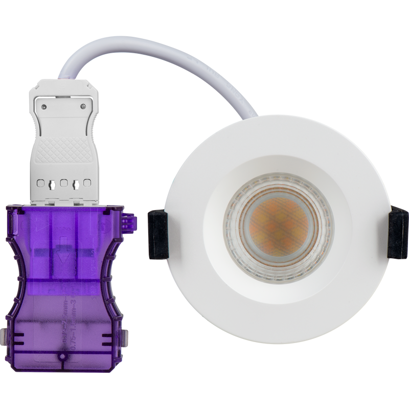 Luceco Ftype Ultra - FType Ultra Fire Rated Downlight 4W/6W 690lm Power Change & CCT Change 3000K / 4000K Dim2Warm Dimmable IP65 White - Regressed