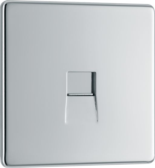 BG Electrical Flatplate Screwless Polished Chrome - Single, telephone socket, master