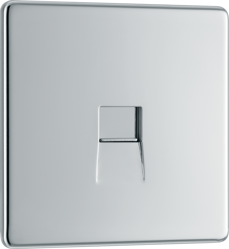 BG Electrical Flatplate Screwless Polished Chrome - Single, telephone socket, master