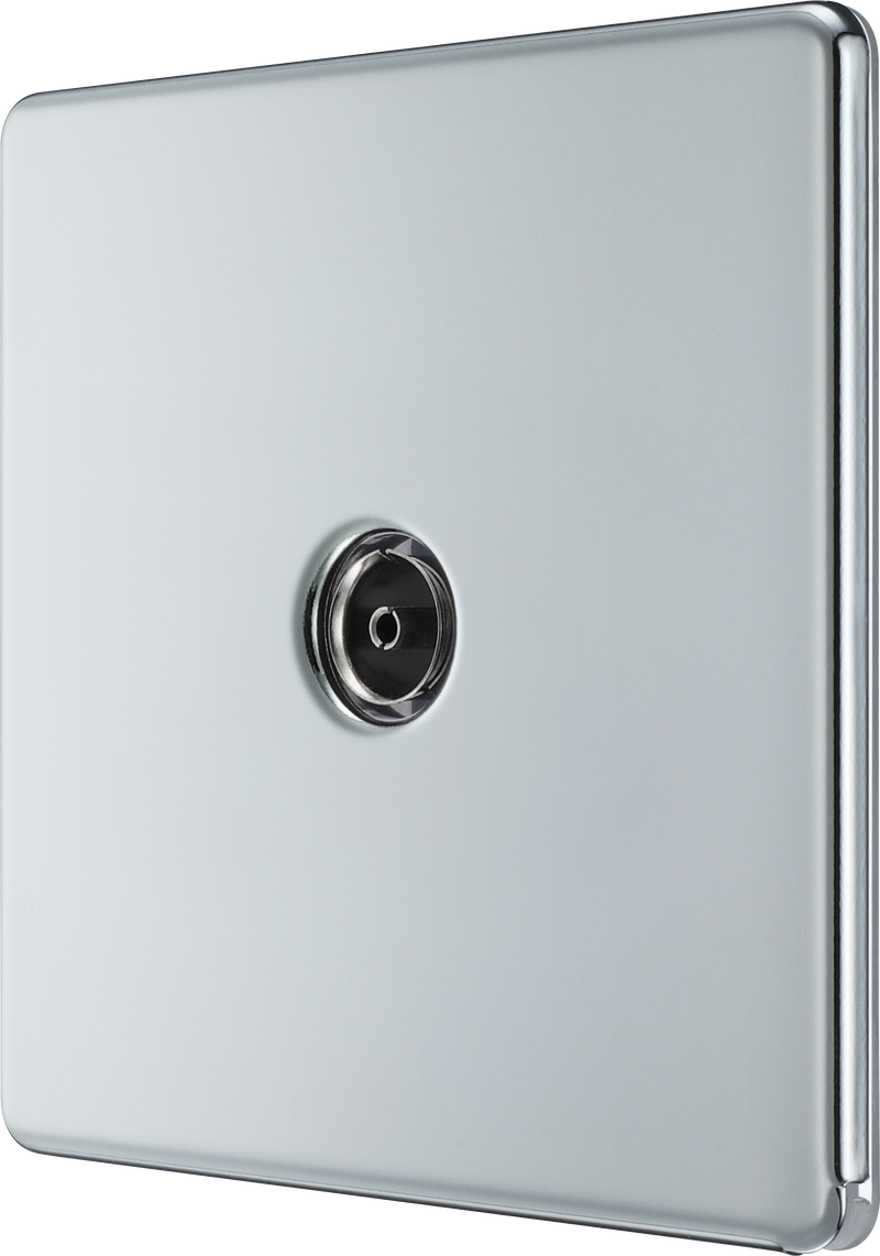 BG Electrical Flatplate Screwless Polished Chrome - Single, co-axial