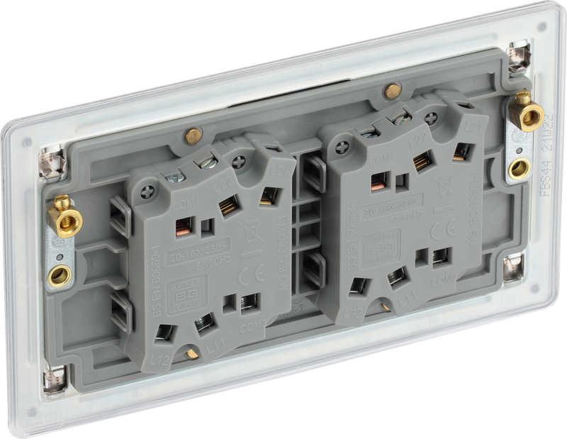 BG Electrical Flatplate Screwless Brushed Steel - Quadruple, 2 way switch