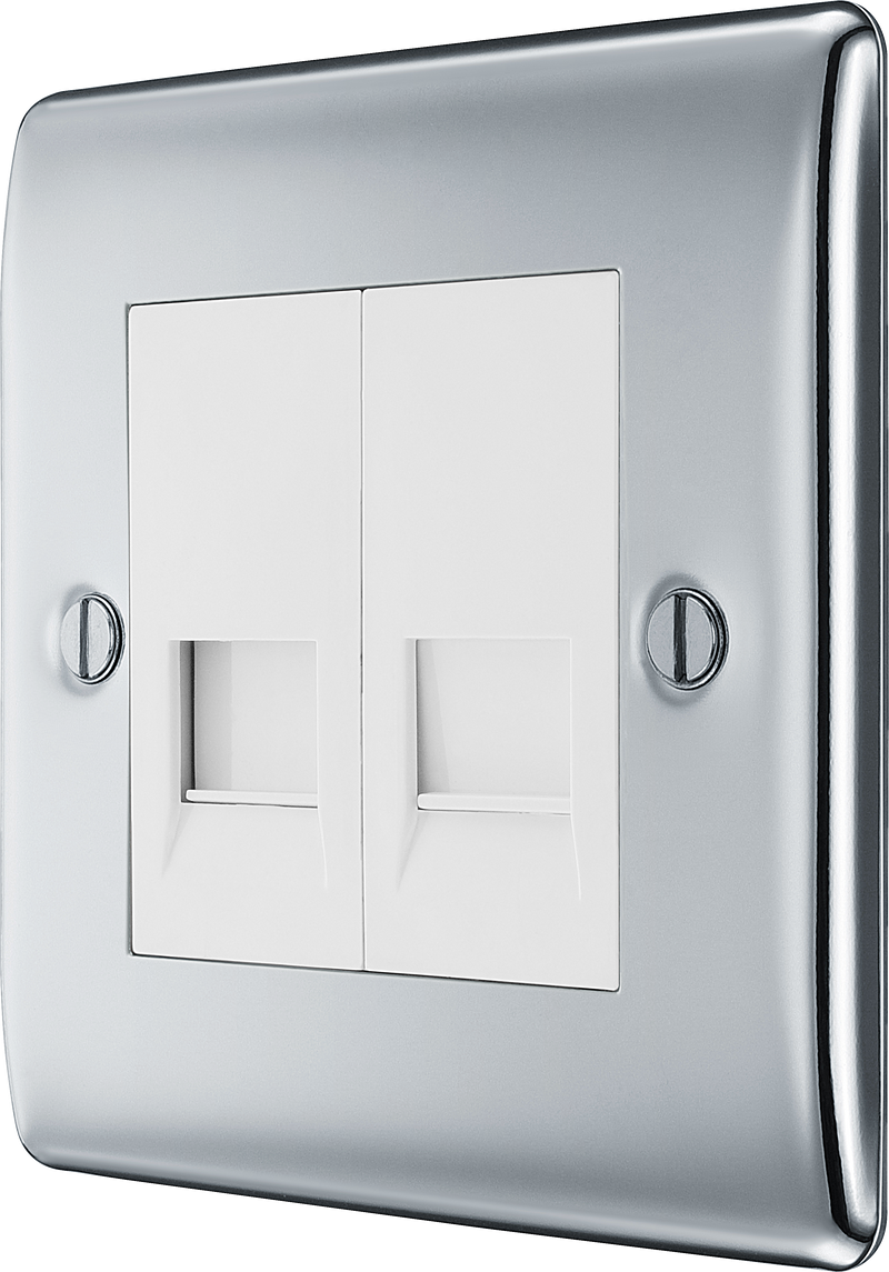 BG Electrical Nexus Metal Polished Chrome - Double, telephone socket, secondary