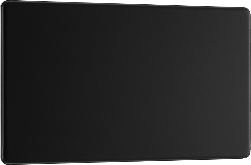 BG Electrical Flatplate Screwless Matt Black - Double, blank plate