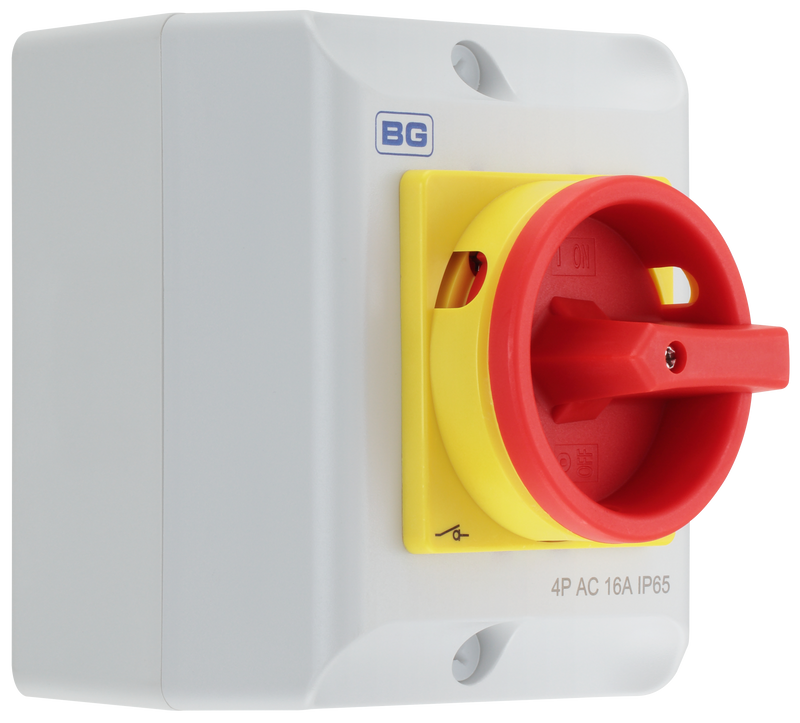 BG Circuit Protection Rotary Isolator 4 Pole - 16A, 4-Pole AC, Rotary Isolator