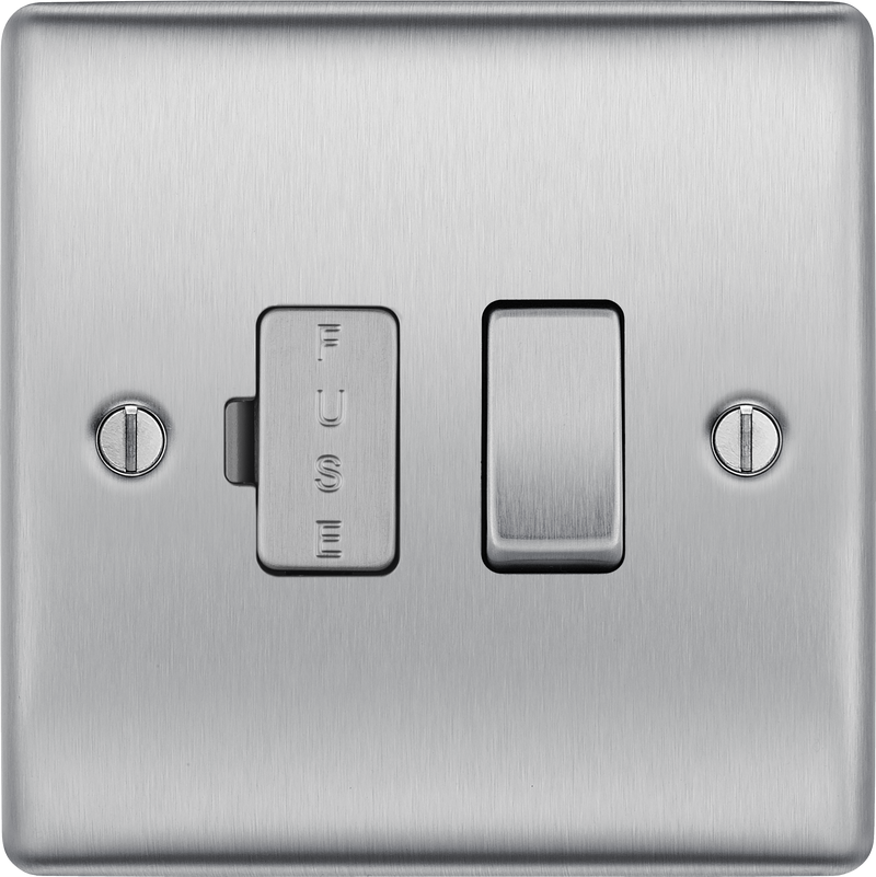 BG Electrical Nexus Metal Brushed Steel - Switched and fused