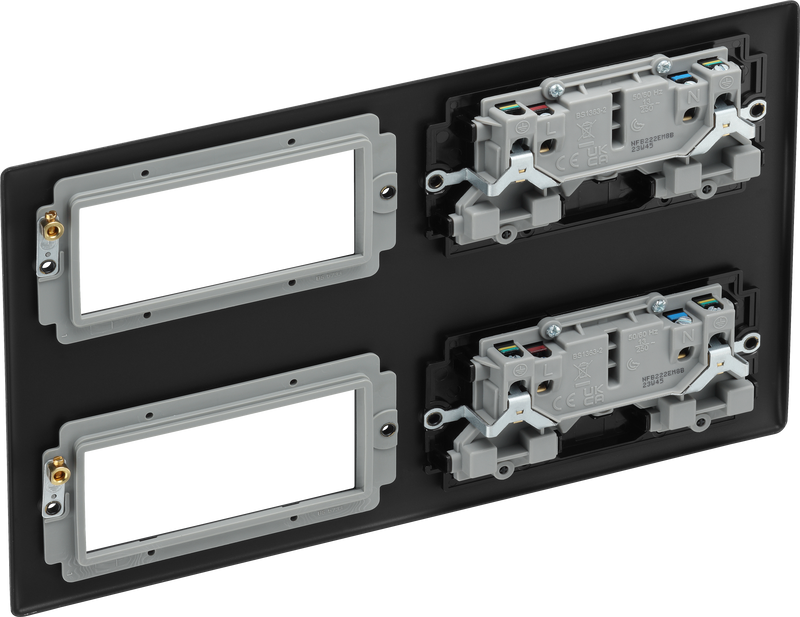 BG Electrical Nexus Metal Matt Black - 2 x double, switched, double pole, 8 Euro Module