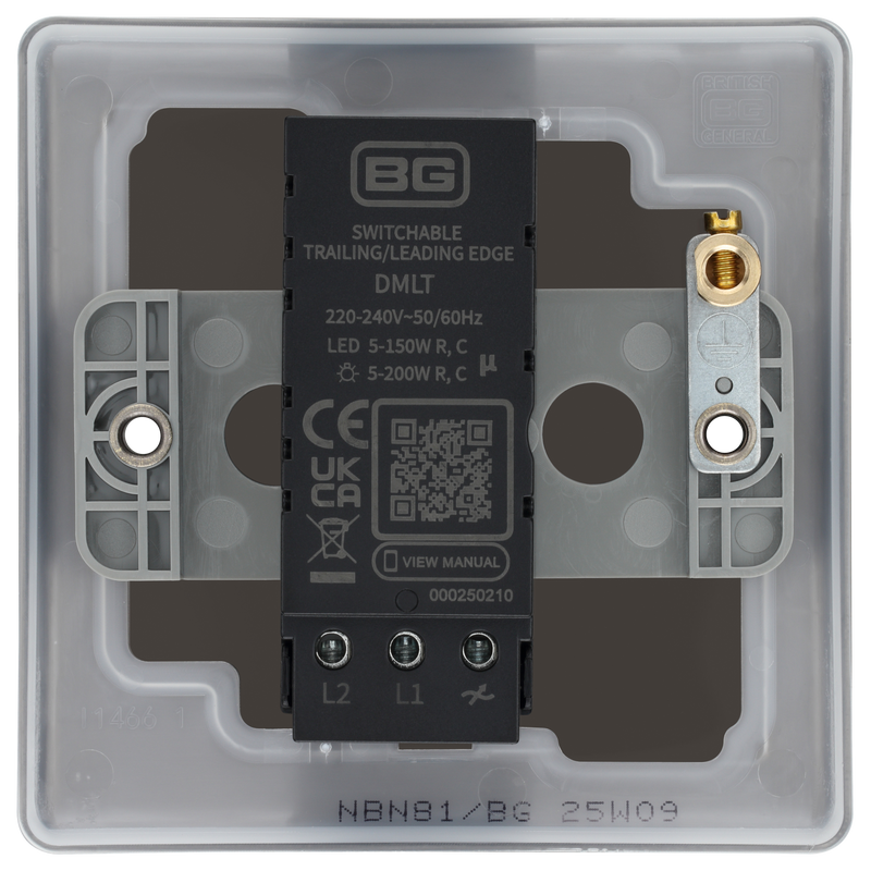 BG Electrical Nexus Metal Black Nickel - Single, 2 way push 200W