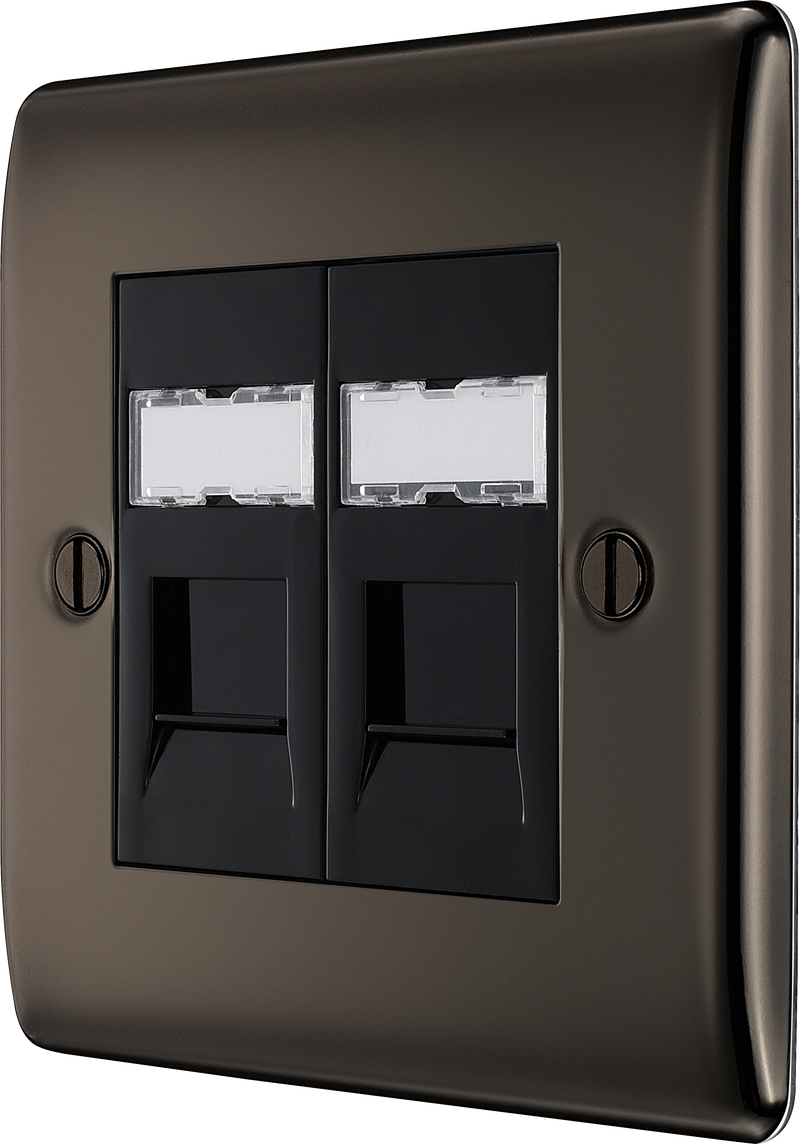 BG Electrical Nexus Metal Black Nickel - Double, RJ45 data socket