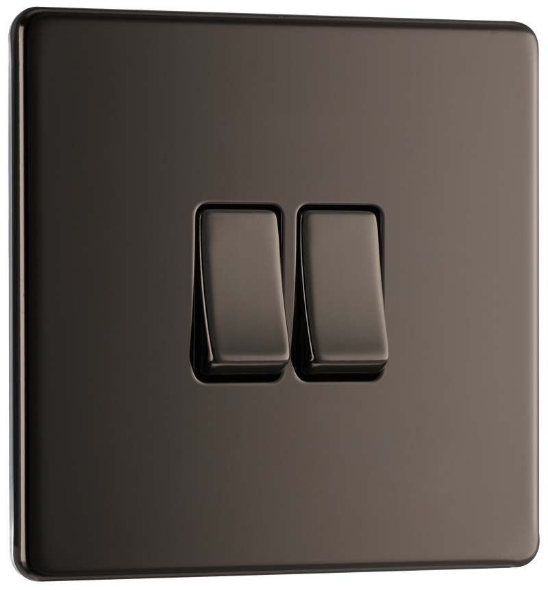 BG Electrical Flatplate Screwless Black Nickel - Double 2 way switch