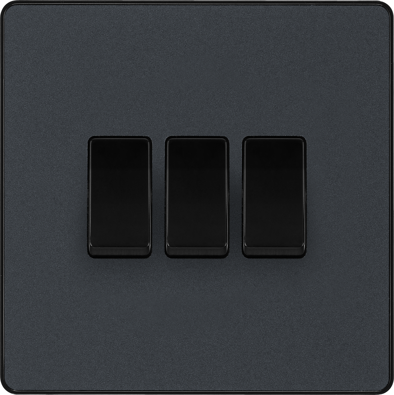 BG Electrical Evolve Matt Grey - Triple, 2 way switch