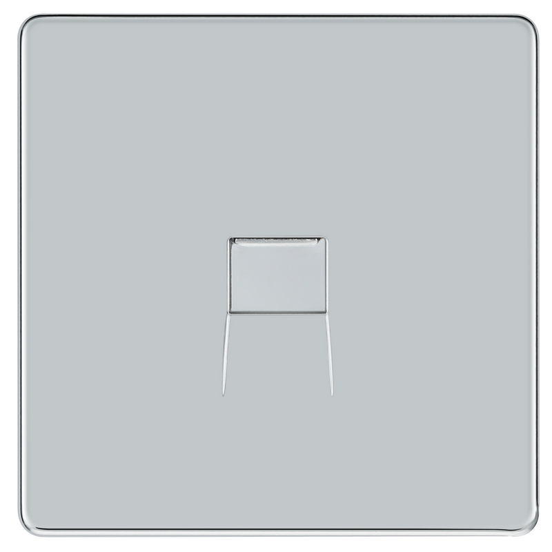 BG Electrical Flatplate Screwless Polished Chrome - Single, telephone socket, secondary