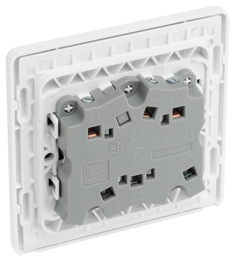 BG Electrical Evolve Brushed Steel - 3 pole fan isolator, fused