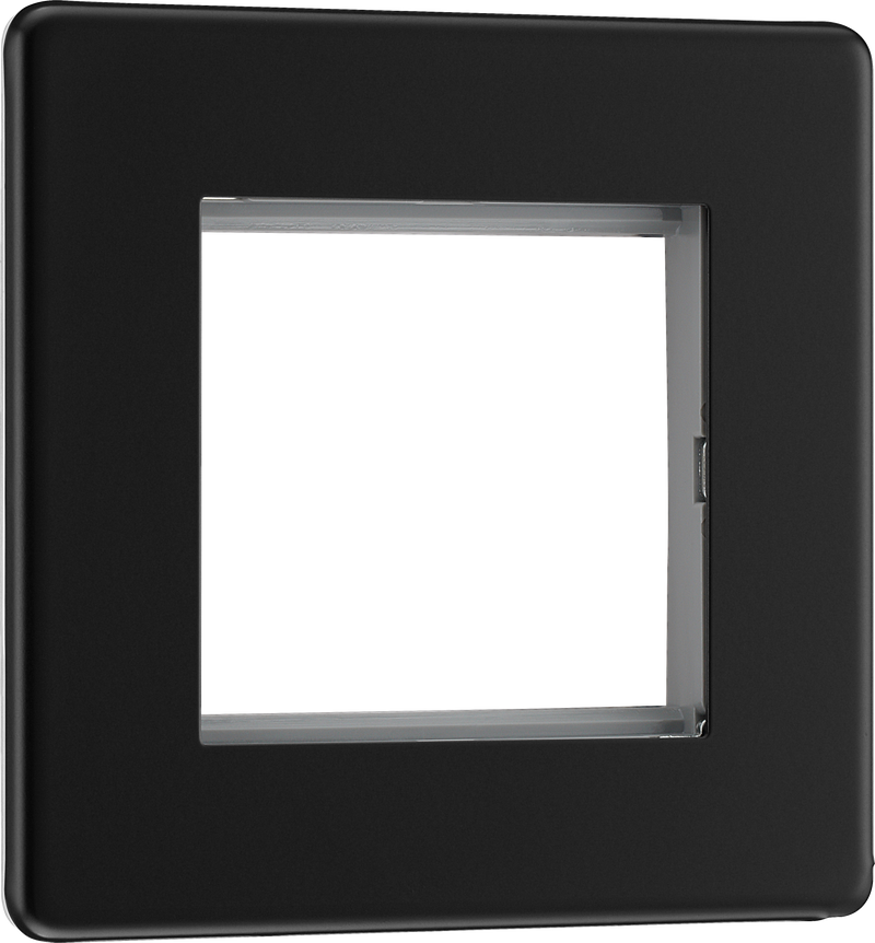 BG Electrical Flatplate Screwless Matt Black - 2 module - square