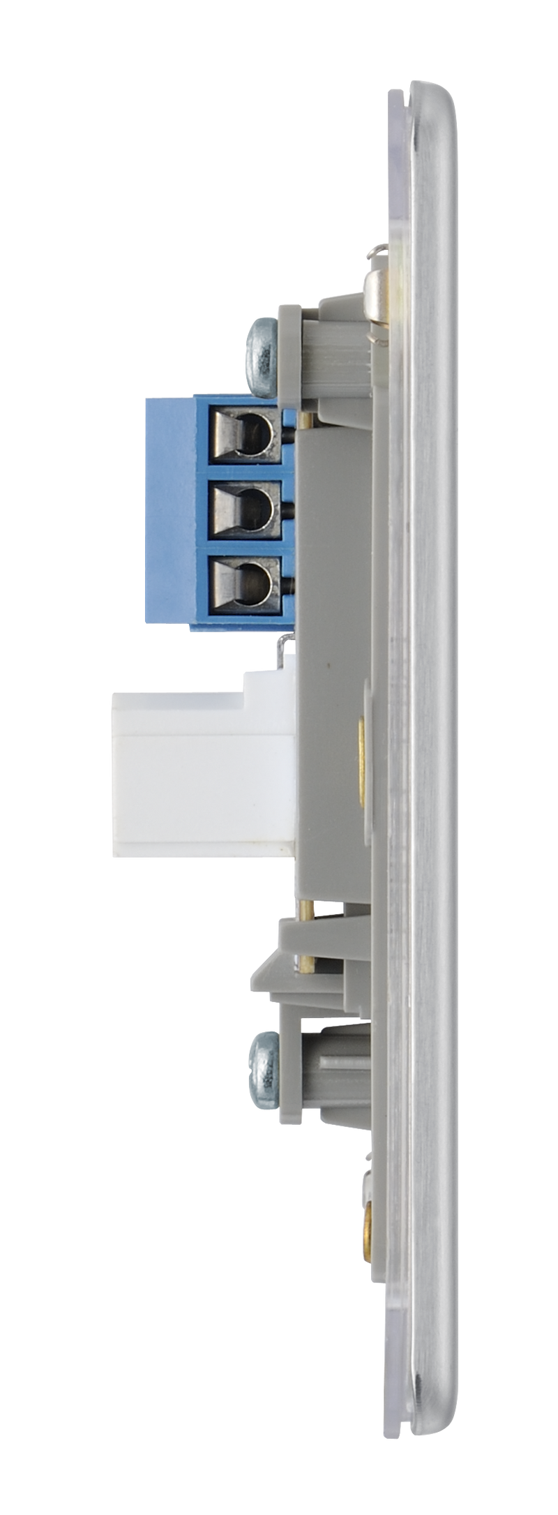 BG Electrical Flatplate Screwless Brushed Steel - Single, telephone socket, secondary