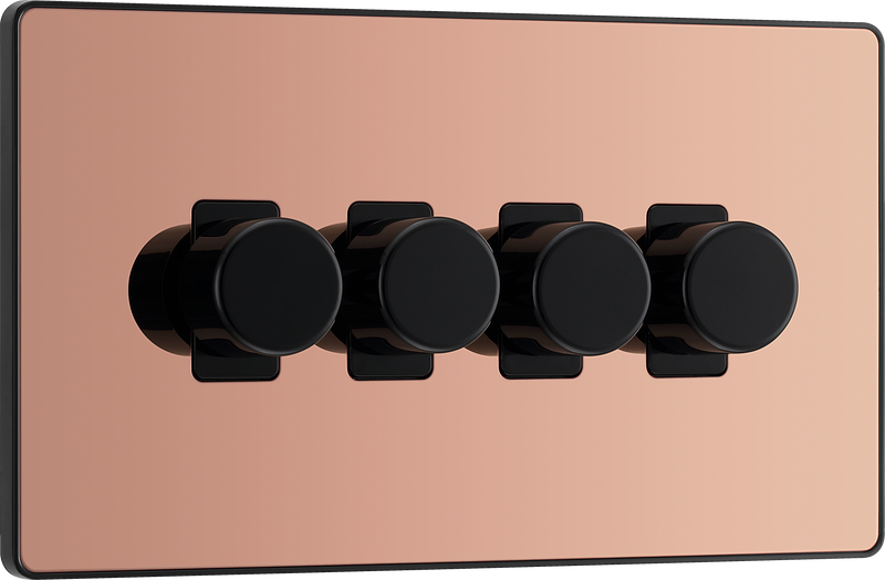 BG Electrical Evolve Polished Copper - Quadruple, 2 way push 200W