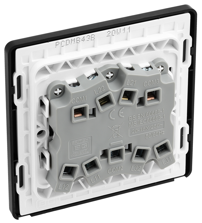 BG Electrical Evolve Matt Black - Triple, 2 way switch